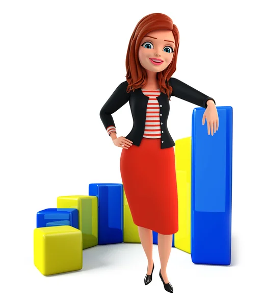 Young Corporate lady with business graph — Stock Photo, Image