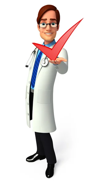 Joven Doctor con signo derecho — Foto de Stock