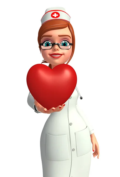 Young Nurse with heart — Stock Photo, Image