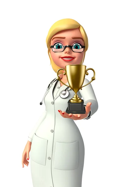Giovane Dottore con trofeo — Foto Stock