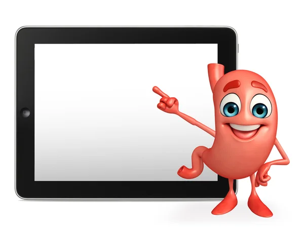 Cartoon Character of stomach with tab — Stock Photo, Image