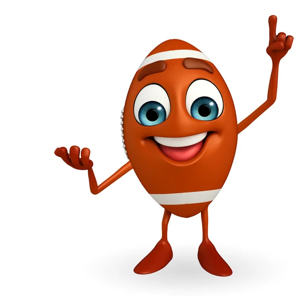 Rubgy ball character with pointing — Stock Photo, Image