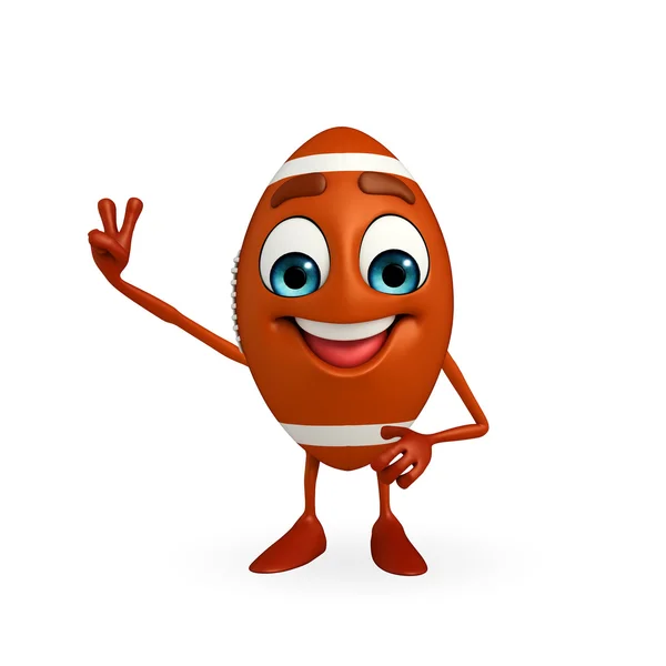 Rubgy ball character with Victory — Stock Photo, Image
