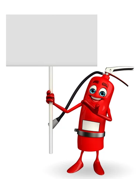 Yangın söndürücü karakter işareti ile — Stok fotoğraf