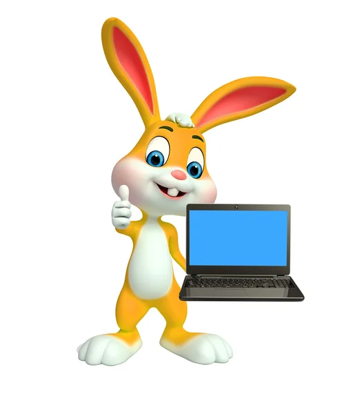 Easter Bunny with laptop — Stock Photo, Image