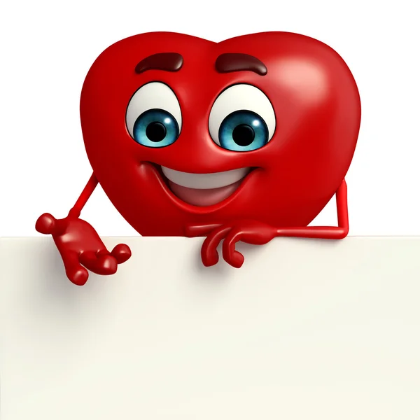 Heart Shape character with sign — Stock Photo, Image
