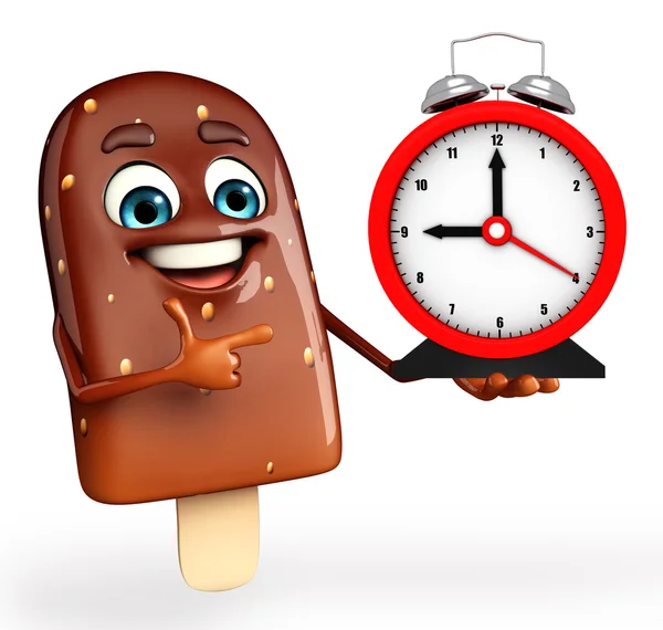 Carácter caramelo con reloj de mesa —  Fotos de Stock