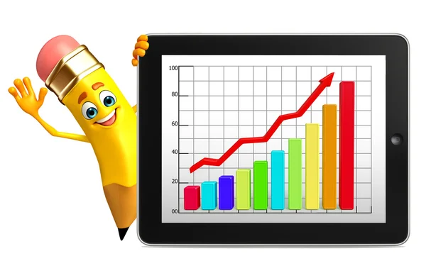 Carattere matita con grafico aziendale — Foto Stock