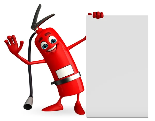 Fire Extinguisher personaje con signo — Foto de Stock