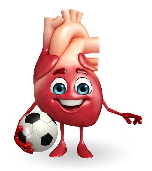 Personagem do coração com futebol — Fotografia de Stock