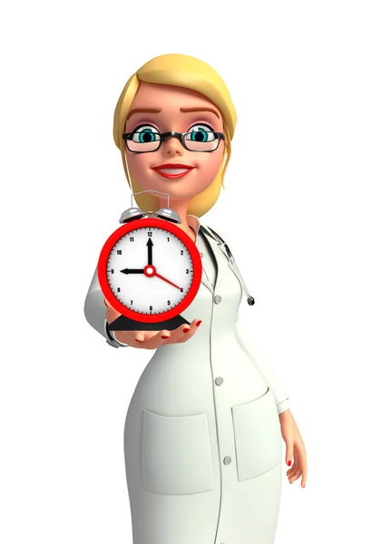 Joven Doctor con reloj de mesa — Foto de Stock