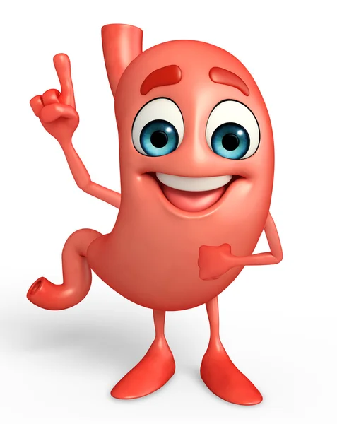 Cartoon Character of stomach is pointing — Stock Photo, Image