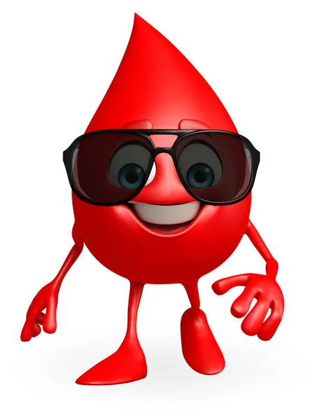 Bloed Drop karakter met zonnebril — Stockfoto