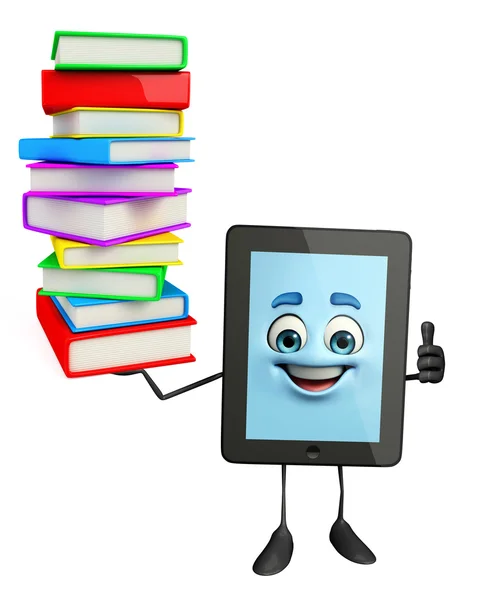 Tab Character with pile of books — Stock Photo, Image