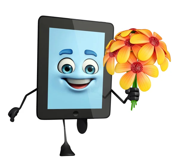 Tab Character with flowers — Stock Photo, Image