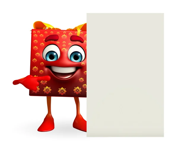 Gift Box Character with sign — Stock Photo, Image