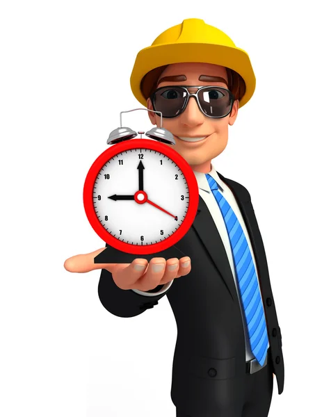 Young Business Man with table clock — Stock Photo, Image