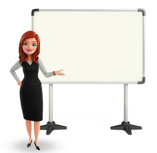 Young Business Woman with display board — Stock Photo, Image