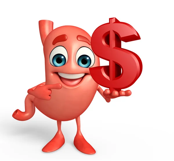 Cartoon Character of stomach with dollar sign — Stock Photo, Image
