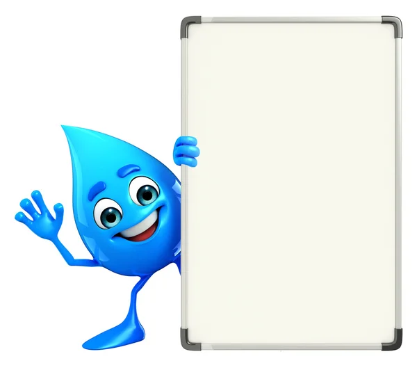 Water Drop Character with display board — Stock Photo, Image