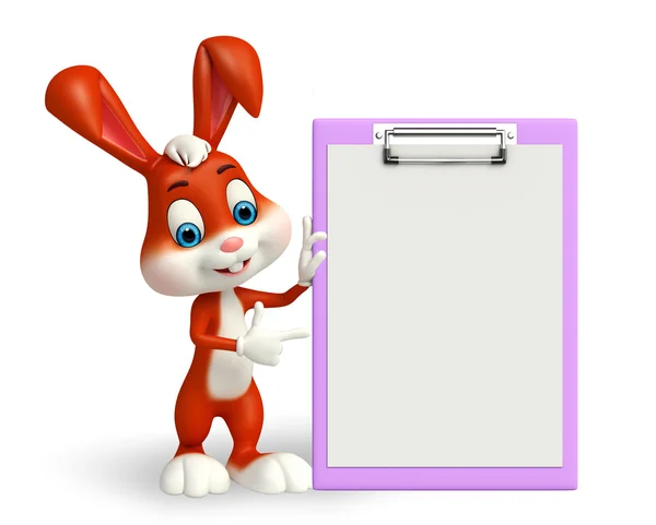 Conejo de Pascua con bloc de notas —  Fotos de Stock