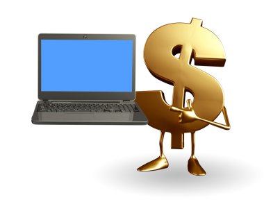 Doları karakter dizüstü bilgisayar ile