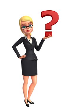 soru işareti işareti ile genç iş kadını