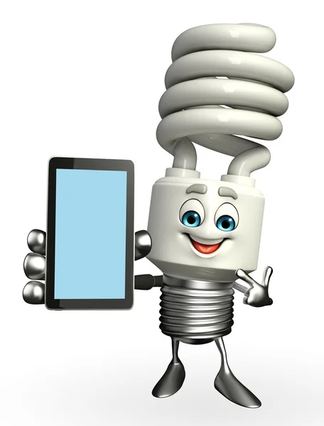Caráter CFL com celular — Fotografia de Stock