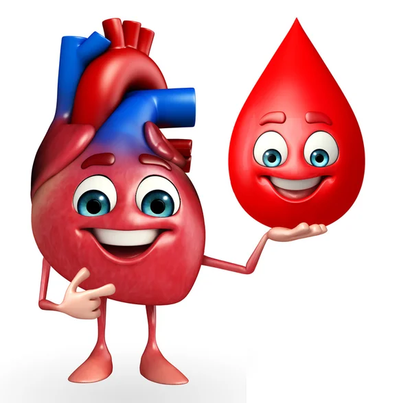 Heart character with blood drop — Stock Photo, Image