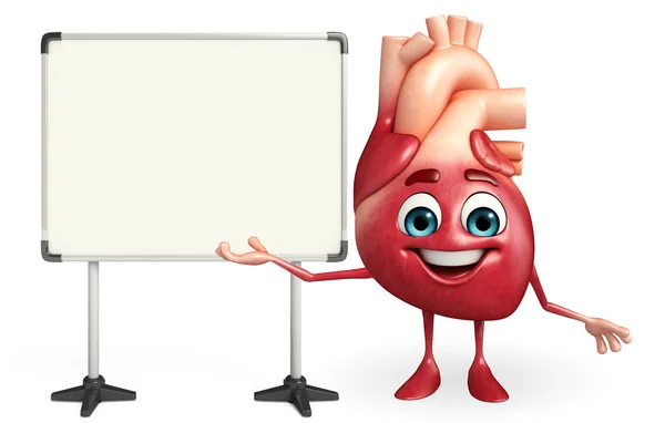 Heart character with display board — Stock Photo, Image