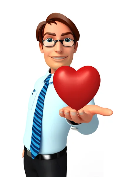 Young Service Man with heart — Stock Photo, Image