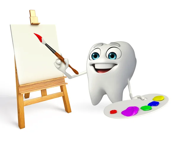 Tänder karaktär med färgplåt — Stockfoto
