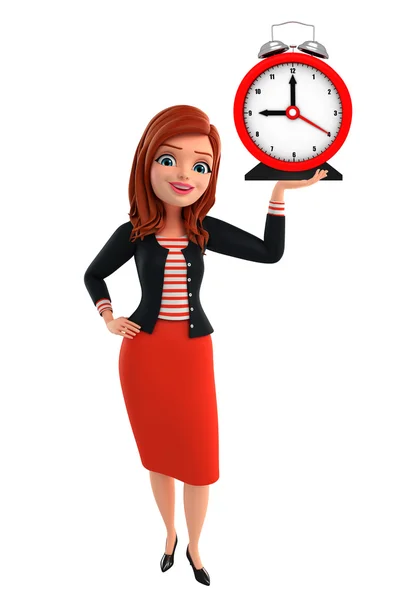 Young Corporate lady with table clock — Stock Photo, Image
