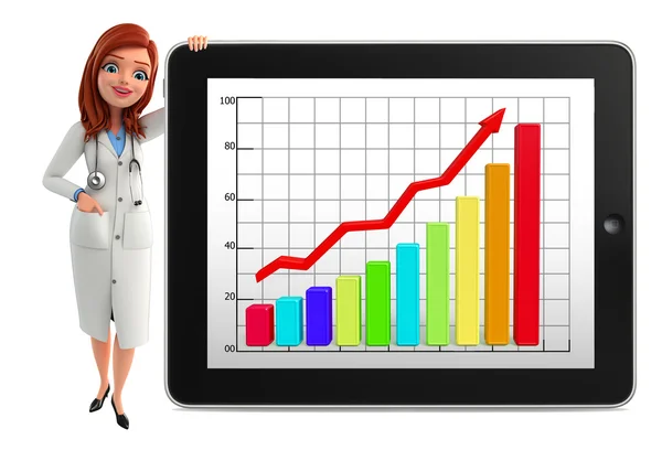 Young Doctor with business graph — Stock Photo, Image