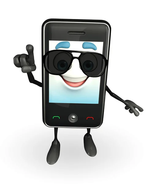 Mobile character with sun glasses — Stock Photo, Image