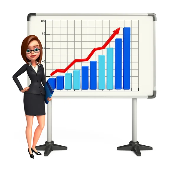 Junge Geschäftsfrau mit Geschäftsdiagramm — Stockfoto