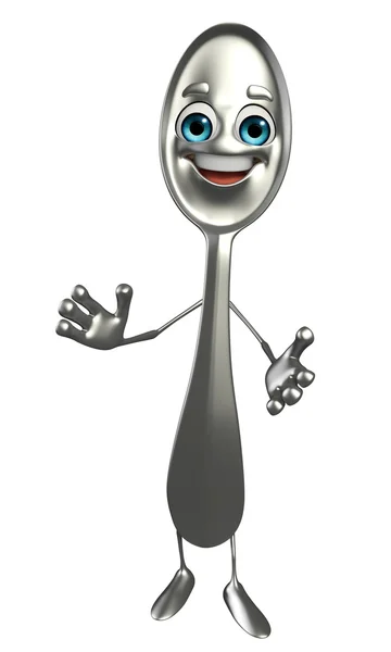 Spoon character with  clapping hand — Stock Photo, Image