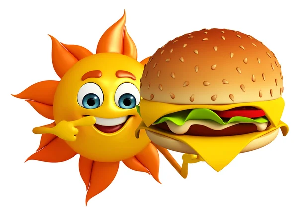 ハンバーガーと太陽文字 — ストック写真