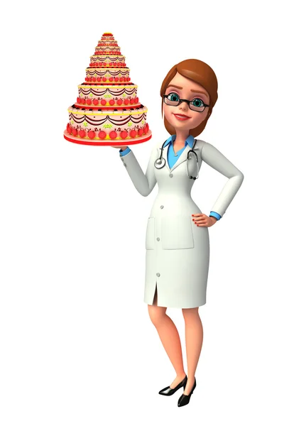 Giovane Dottore con torta — Foto Stock