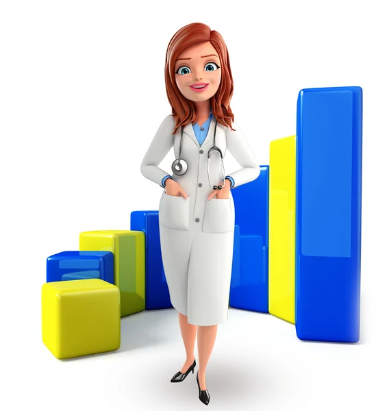 Young Doctor with business graph — Stock Photo, Image