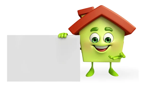 Huis karakter met teken — Stockfoto