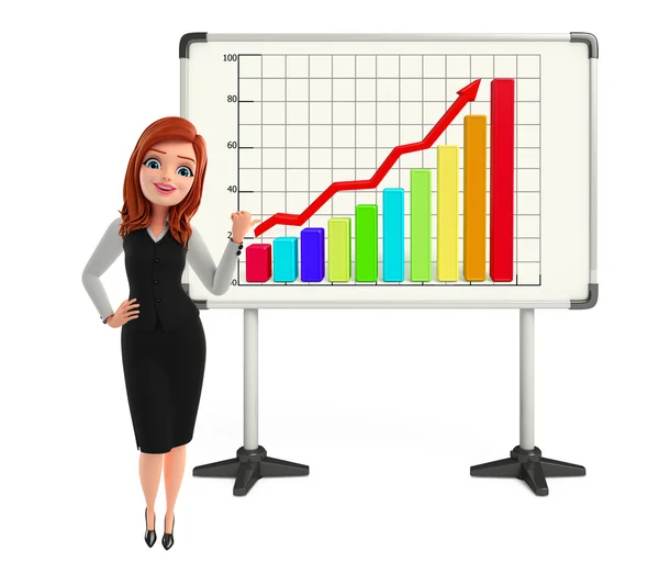 Young Business Woman with business graph — Stock Photo, Image