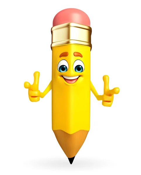 Pencil Character is pointing — Stock Photo, Image