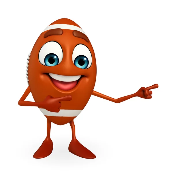 Rubgy ball character with pointing pose — Stock Photo, Image