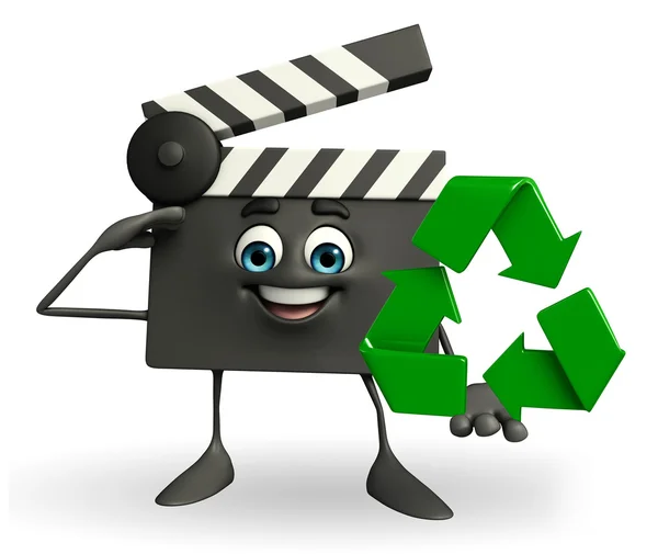 Klappbrett-Charakter mit Recycling-Symbol — Stockfoto