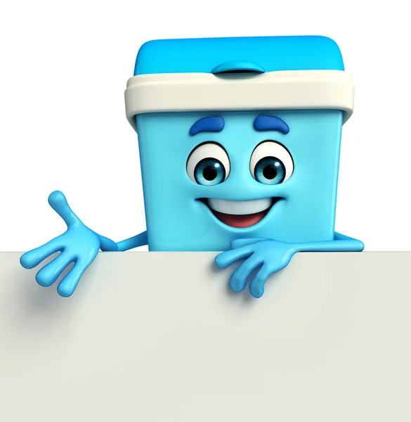 Dustbin Character with sign — Stock Photo, Image