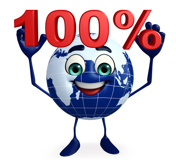 Earth Character with percent sign — Stock Photo, Image