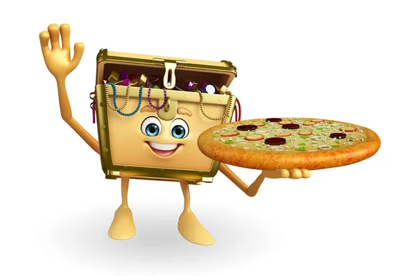 Skarb pole postać z pizzy — Zdjęcie stockowe