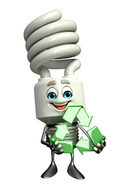 CFL Character with recycle icon — Stock Photo, Image