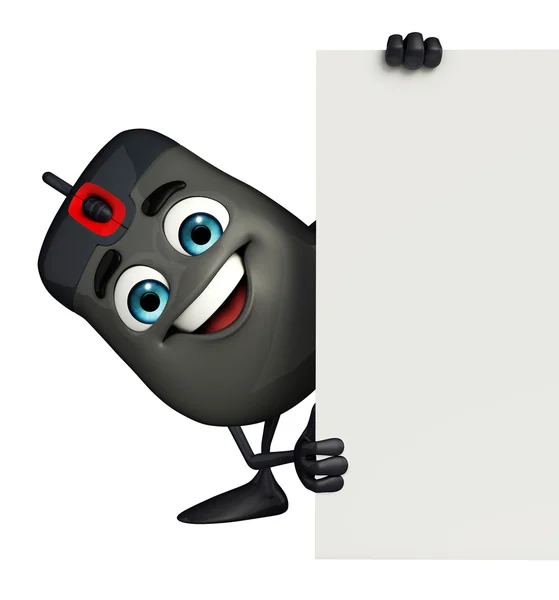 Personagem de rato de computador com sinal — Fotografia de Stock